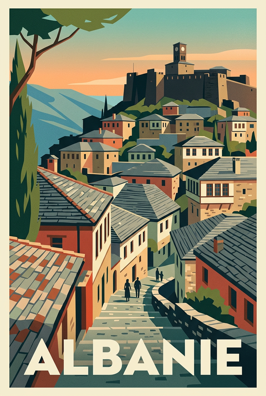 Affiche d'Albanie, les toits de Gjirokastër | Afich