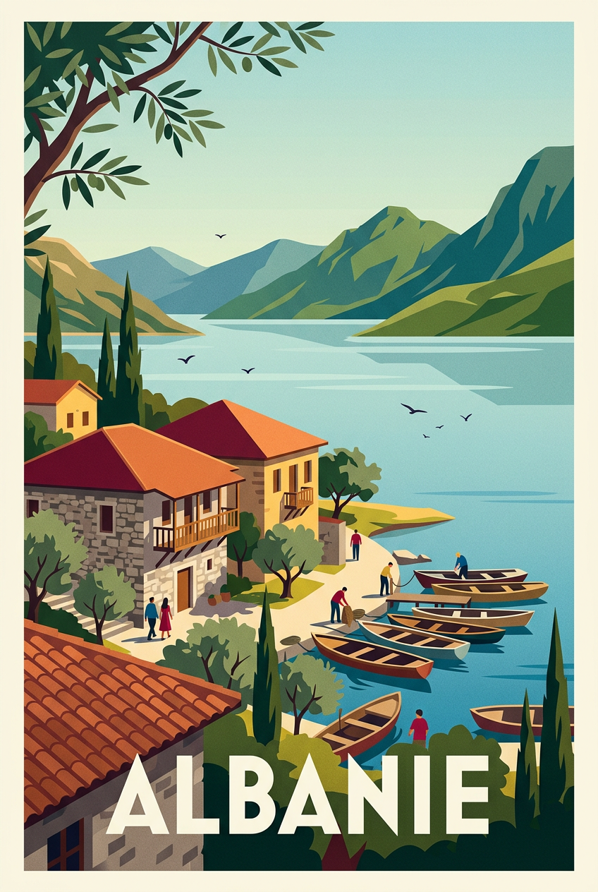 Affiche d'Albanie, paysage méditerranéen | Afich