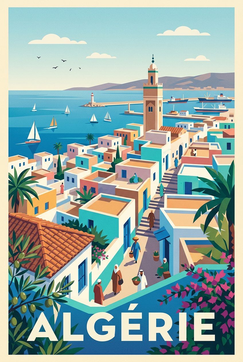 Affiche d'Algérie, illustration bord de mer | Afich