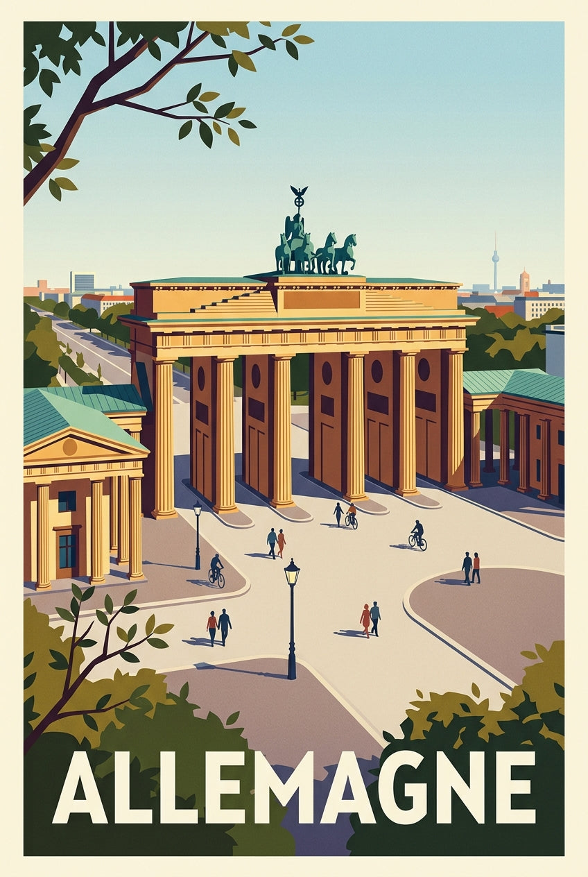 Affiche d'Allemagne, Porte de Brandebourg à Berlin
