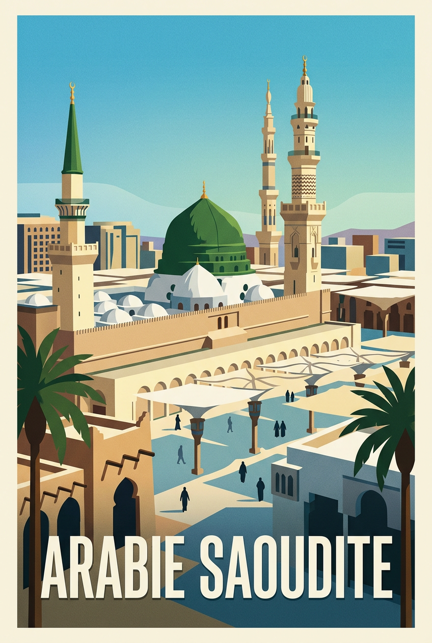 Affiche d'Arabie Saoudite, dôme vert Médine | Afich
