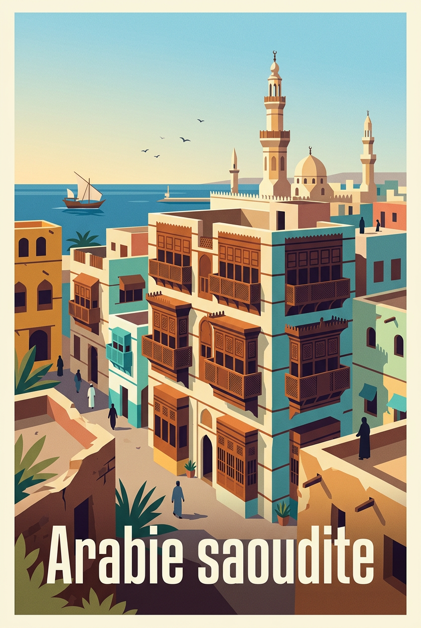 Affiche d'Arabie saoudite, architecture Al-Balad | Afich