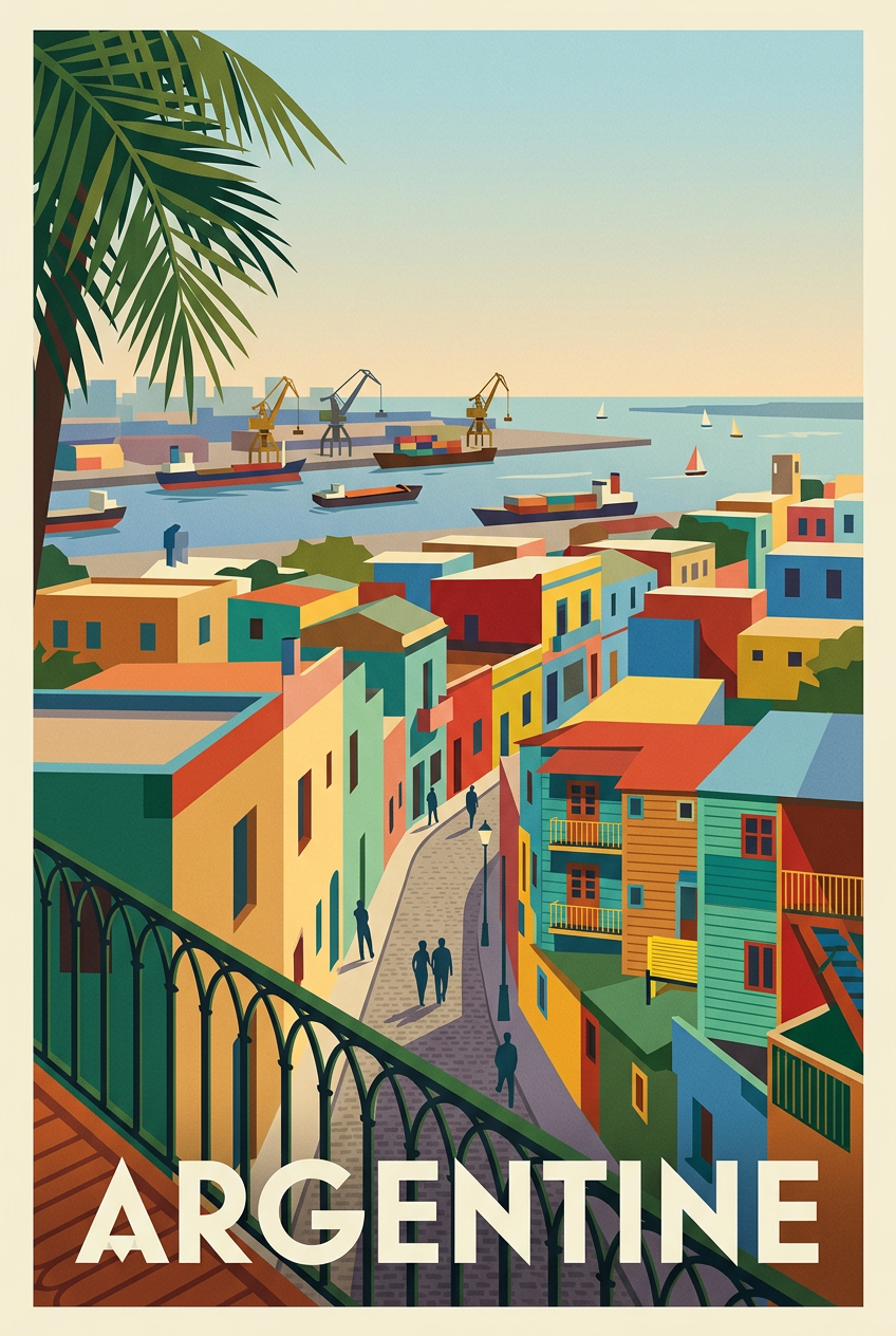 Affiche d'Argentine, poster maisons colorées | Afich