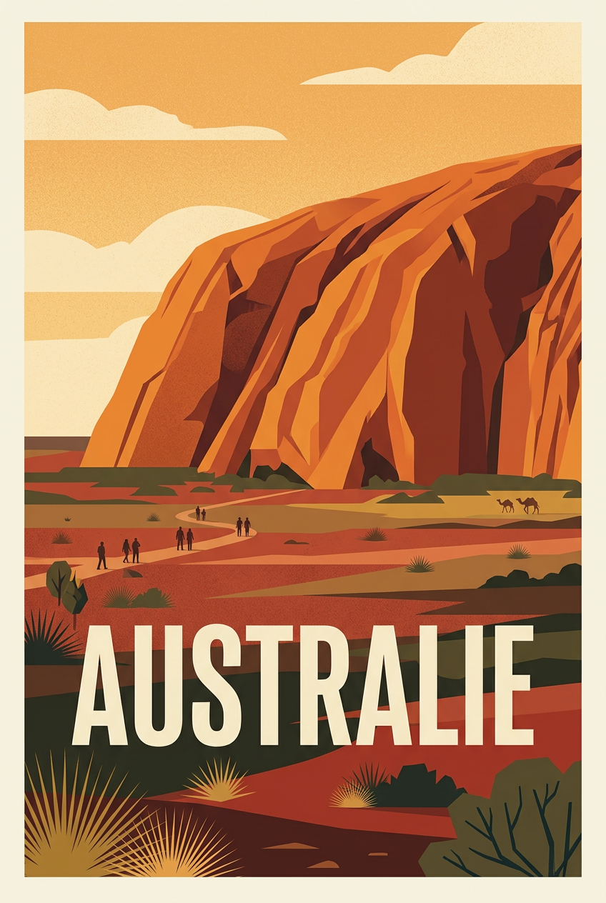Affiche d'Australie, Uluru au coucher du soleil | Afich