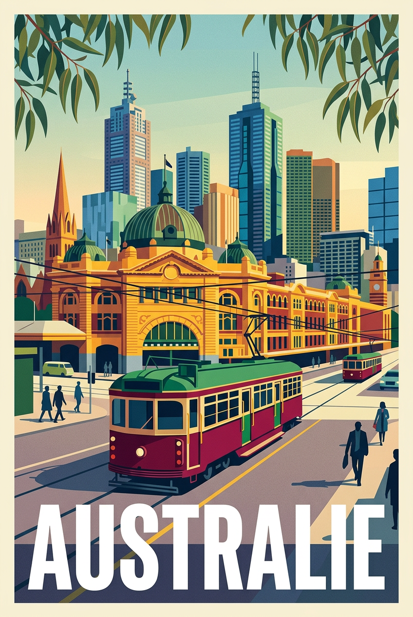 Affiche d'Australie, décor Melbourne | Afich