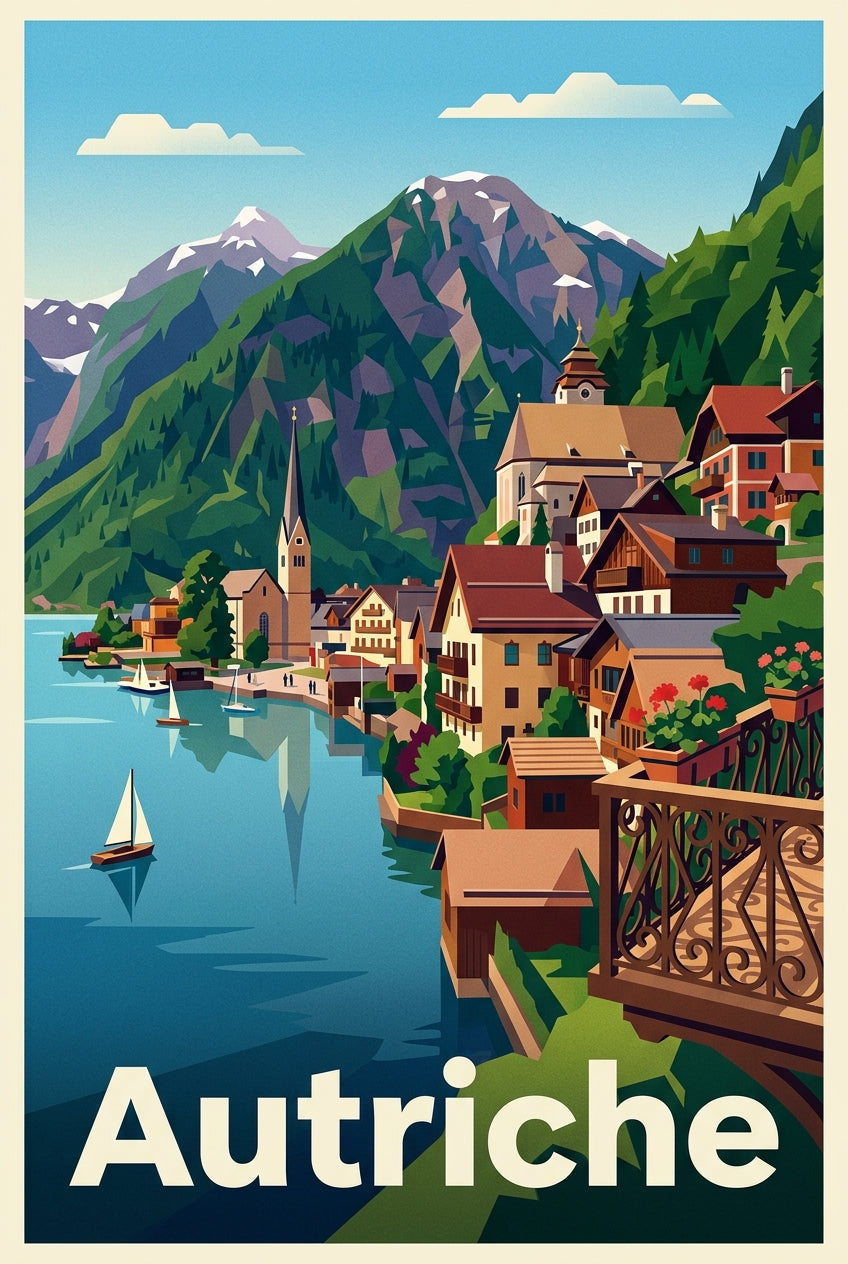 Affiche d'Autriche, poster Alpes et lac | Afich