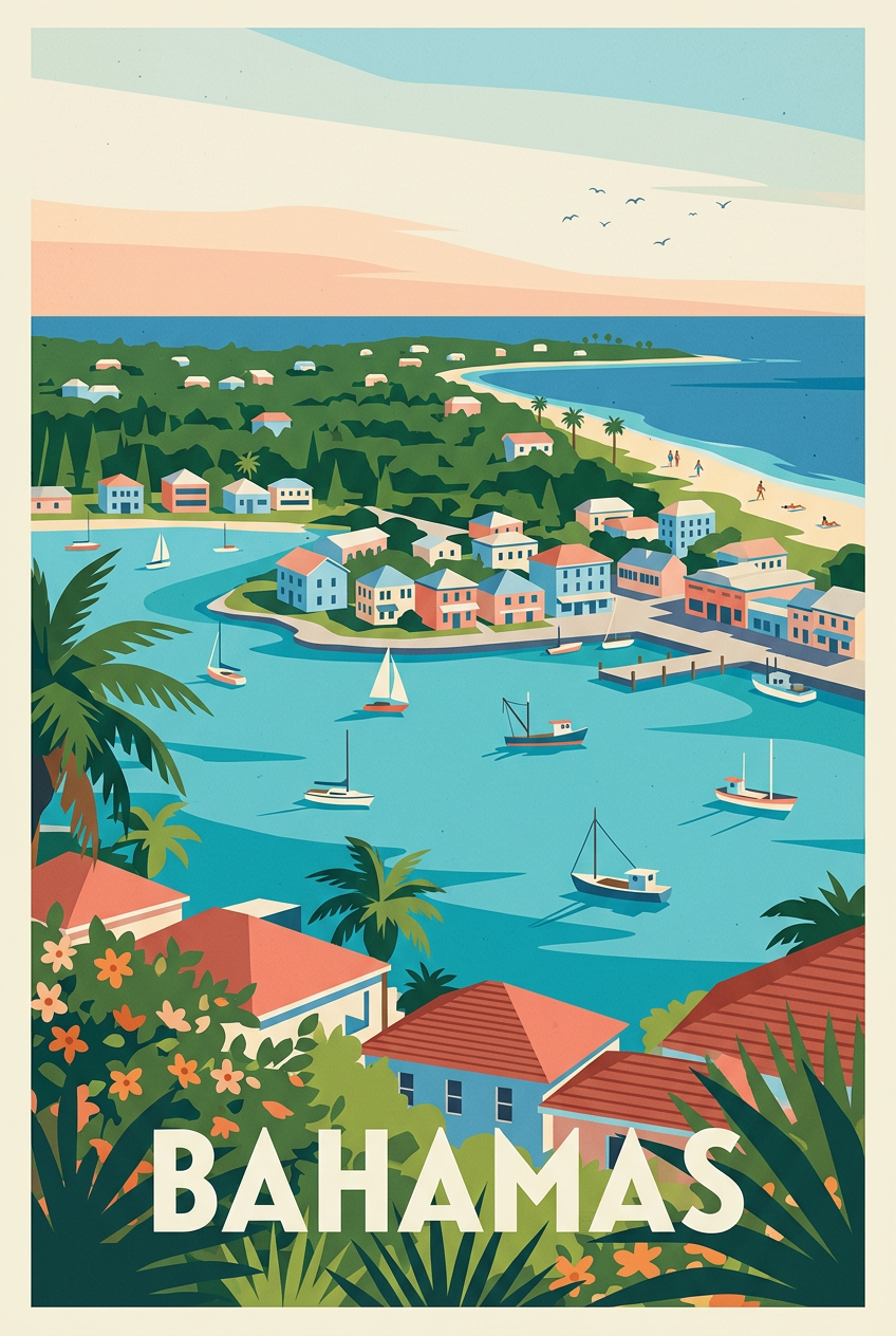 Affiche des Bahamas, poster port tropical | Afich