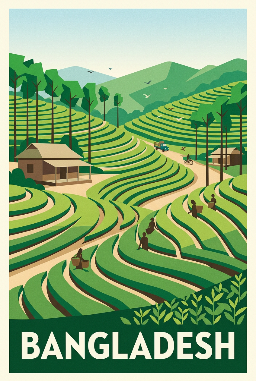 Affiche du Bangladesh, plantations de thé | Afich