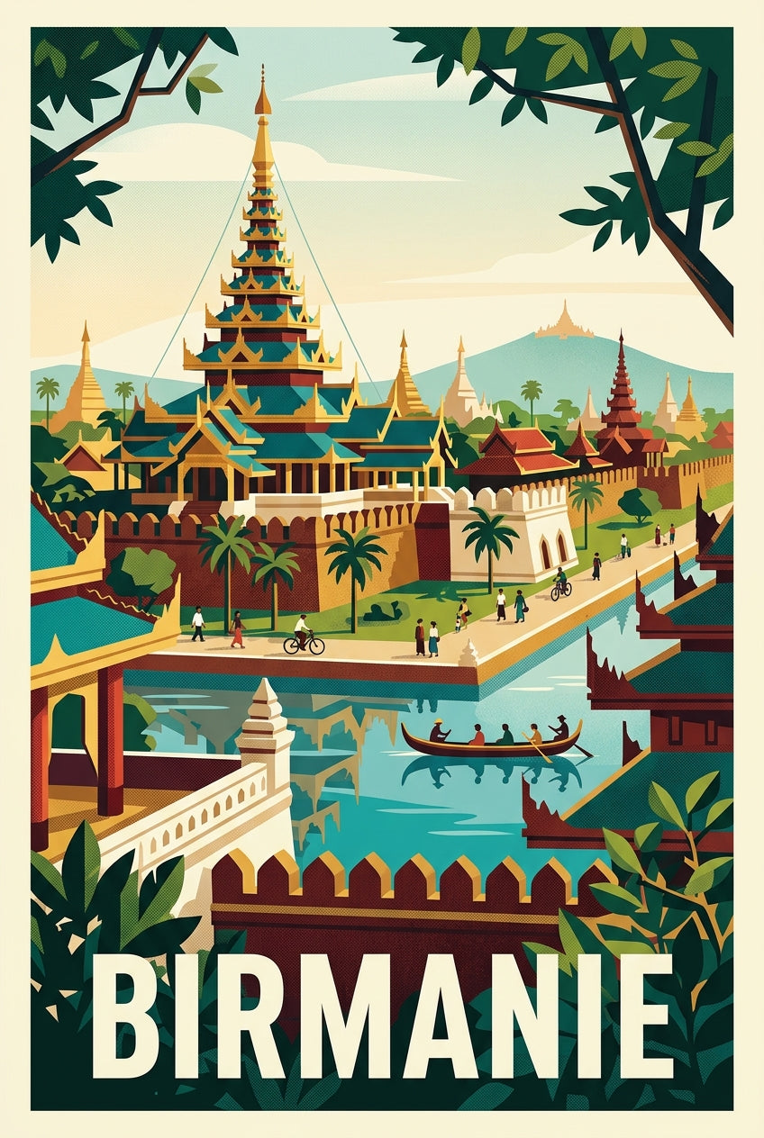 Poster de Birmanie, temples et pagodes | Afich
