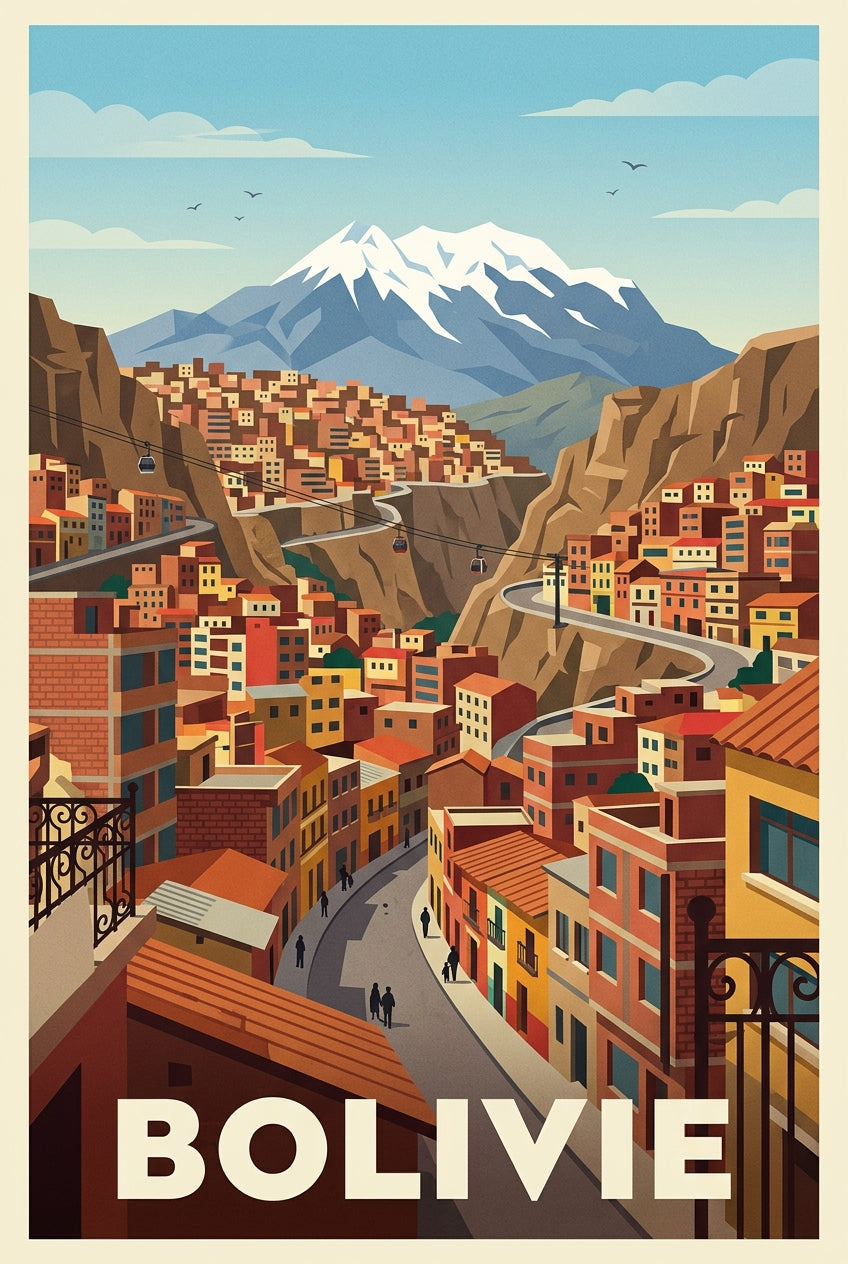 Affiche de Bolivie, poster voyage panorama | Afich