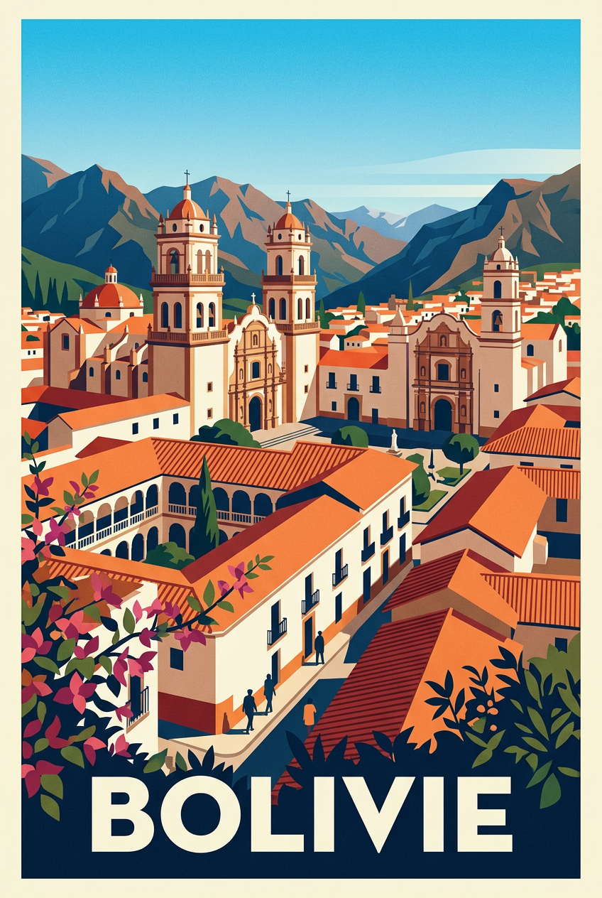 Affiche de Bolivie, ville coloniale de Sucre | Afich