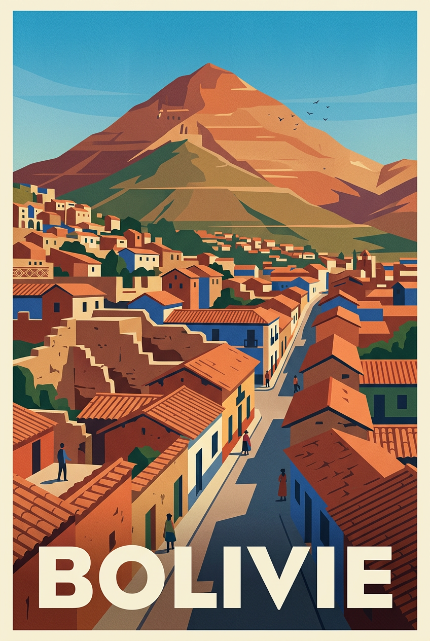 Affiche de Bolivie, village des Andes | Afich