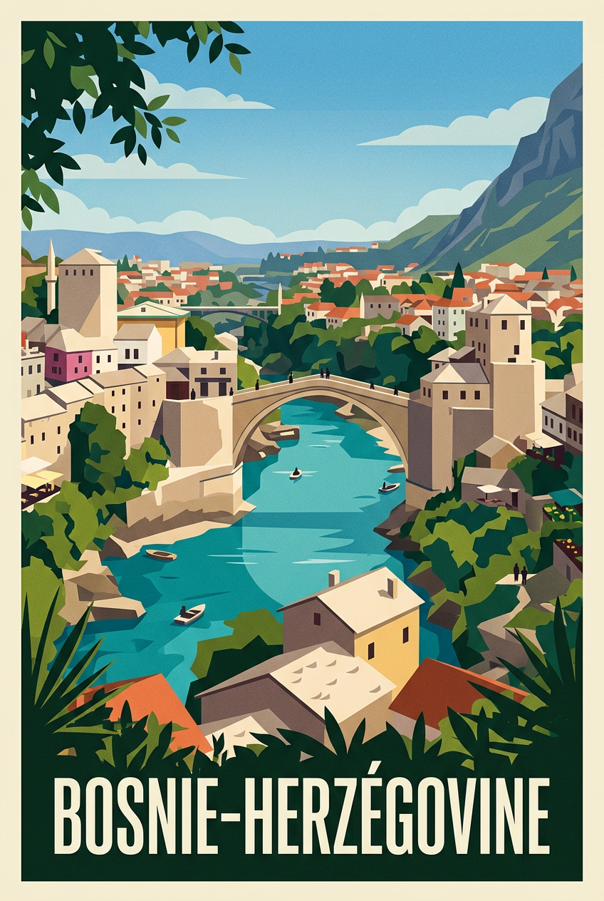 Affiche de Bosnie-Herzégovine, le vieux pont | Afich