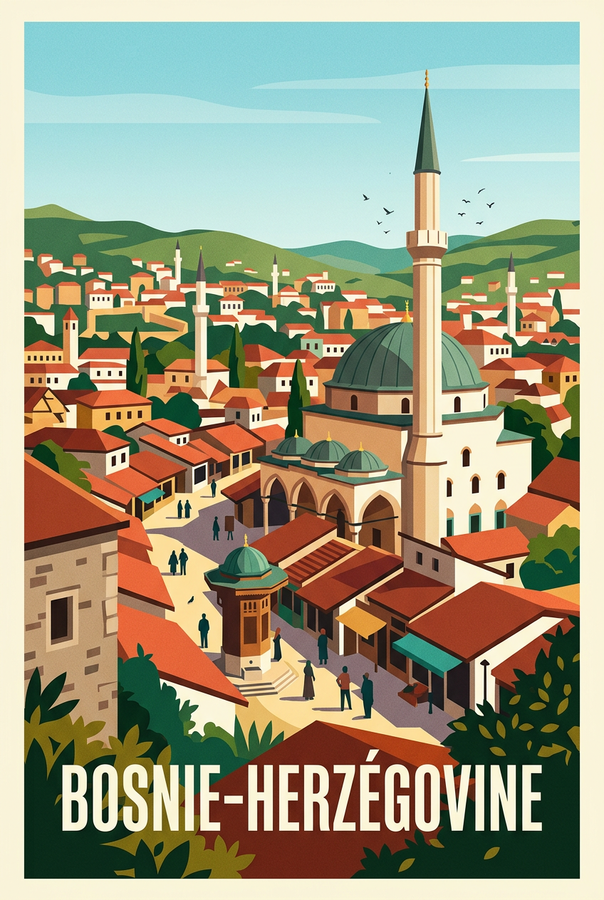 Affiche de Bosnie-Herzégovine, Sarajevo vintage | Afich