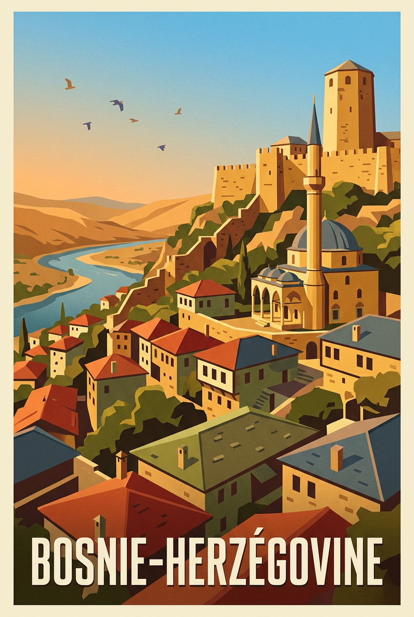 Affiche de Bosnie-Herzégovine, village de Počitelj | Afich