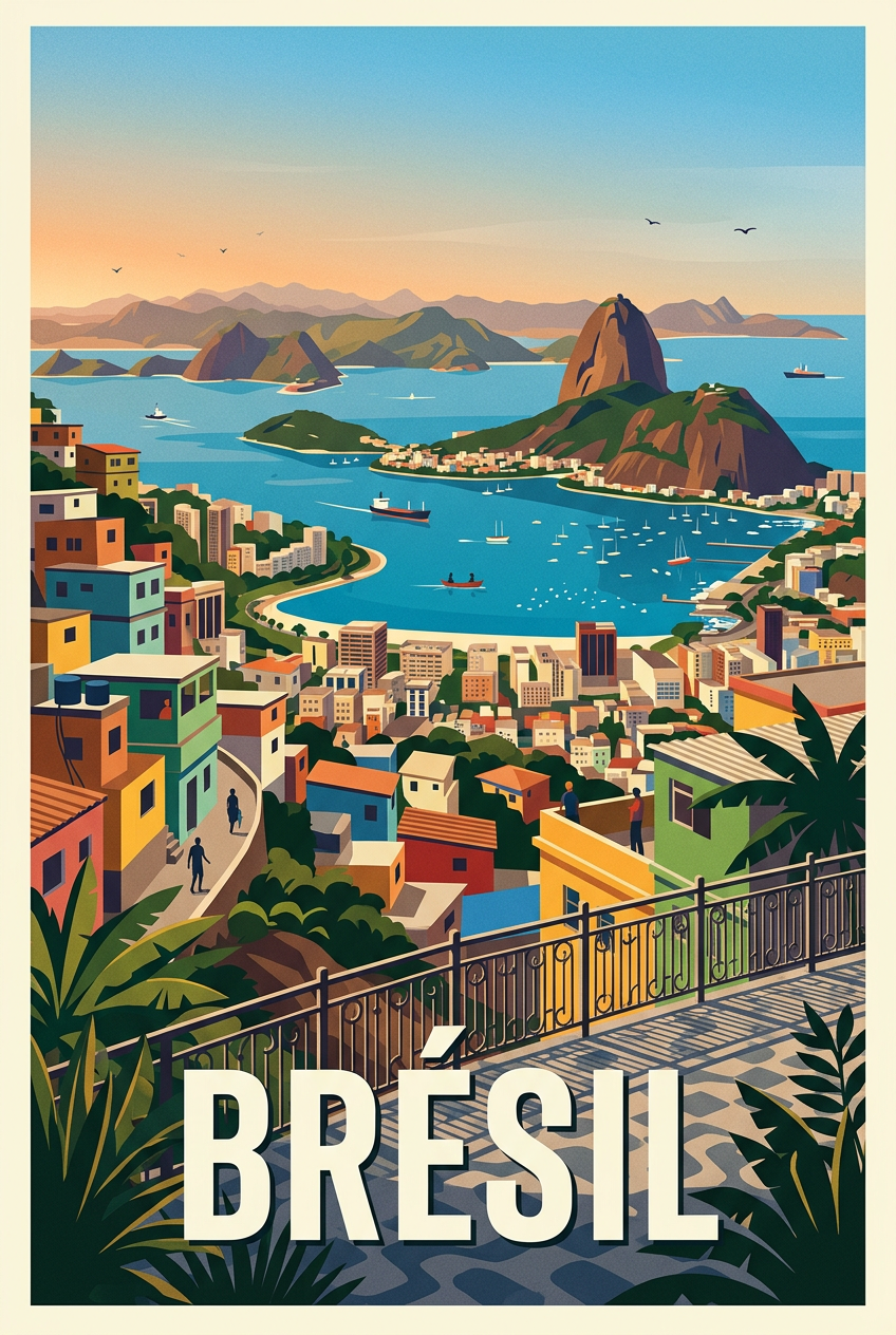Affiche du Brésil, vue du Pain de Sucre | Afich