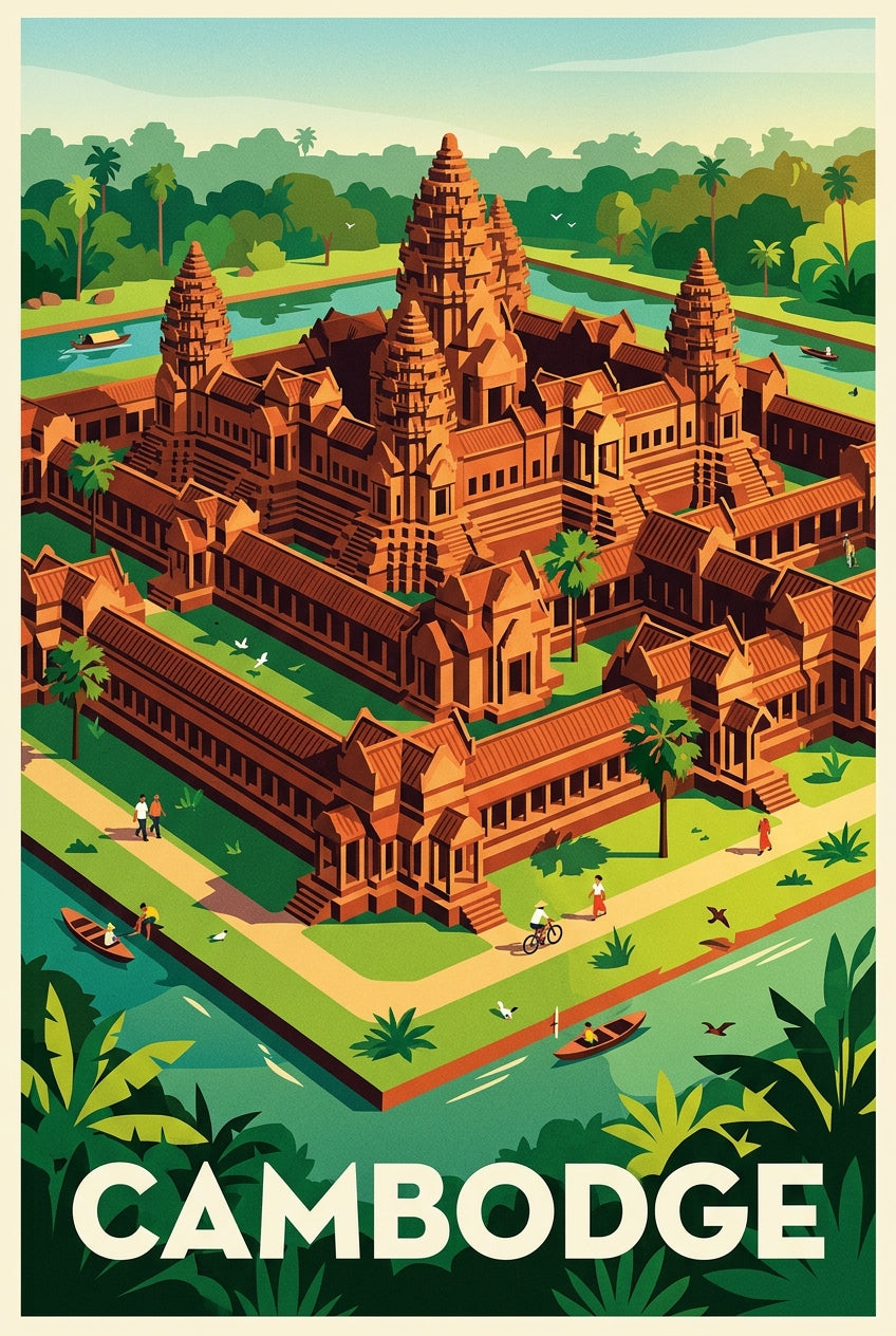 Affiche du Cambodge, temple Angkor Wat | Afich