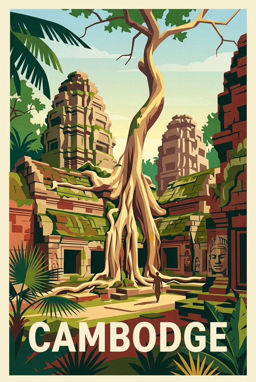 Affiche du Cambodge, poster racines géantes | Afich
