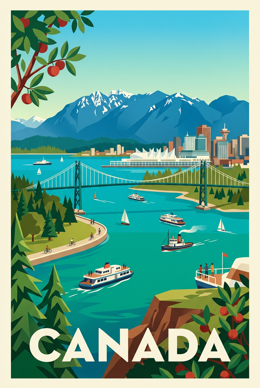 Affiche du Canada, Vancouver montagnes | Afich