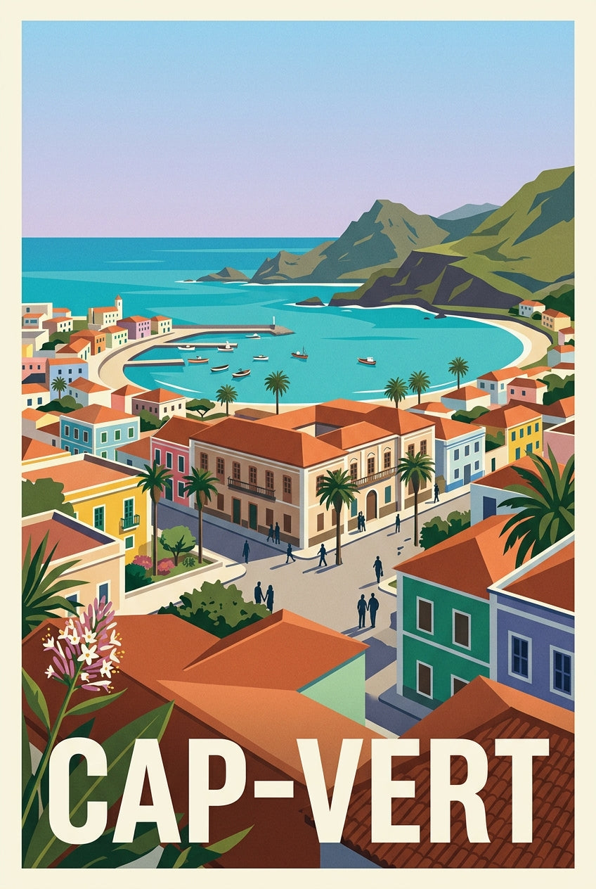 Affiche du Cap-Vert, poster village de pêcheurs | Afich