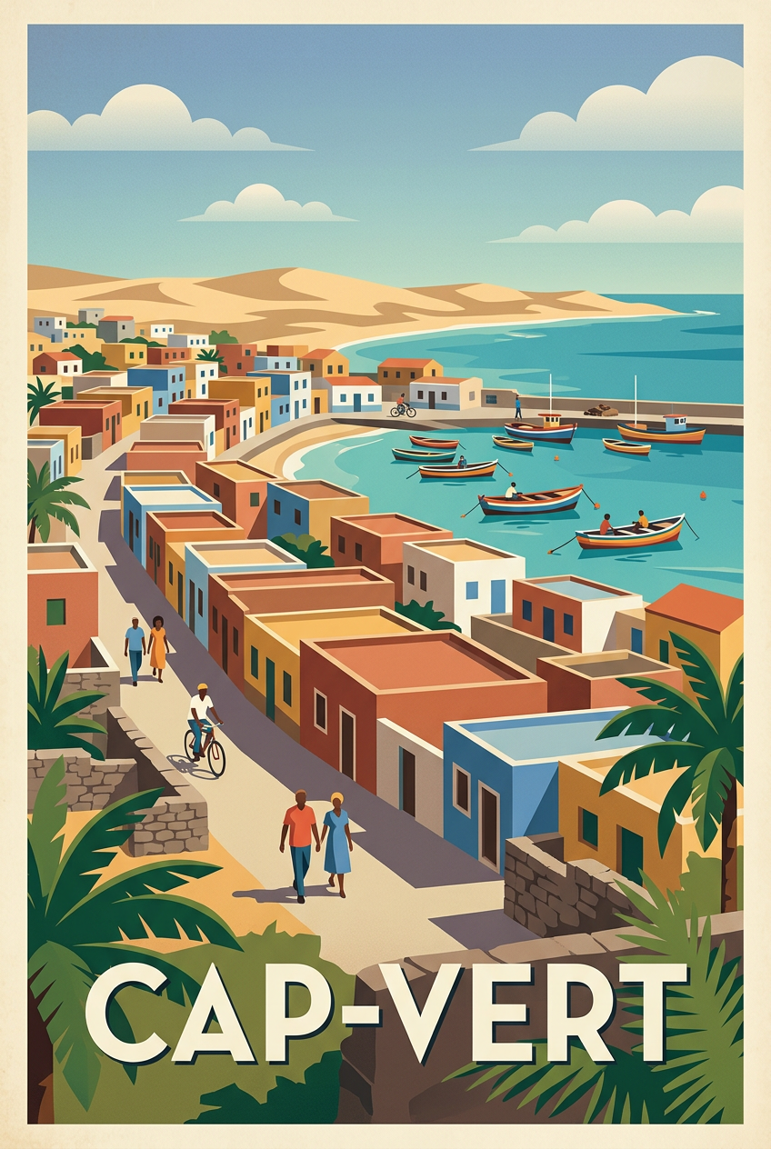 Affiche du Cap-Vert, village de pêcheurs | Afich
