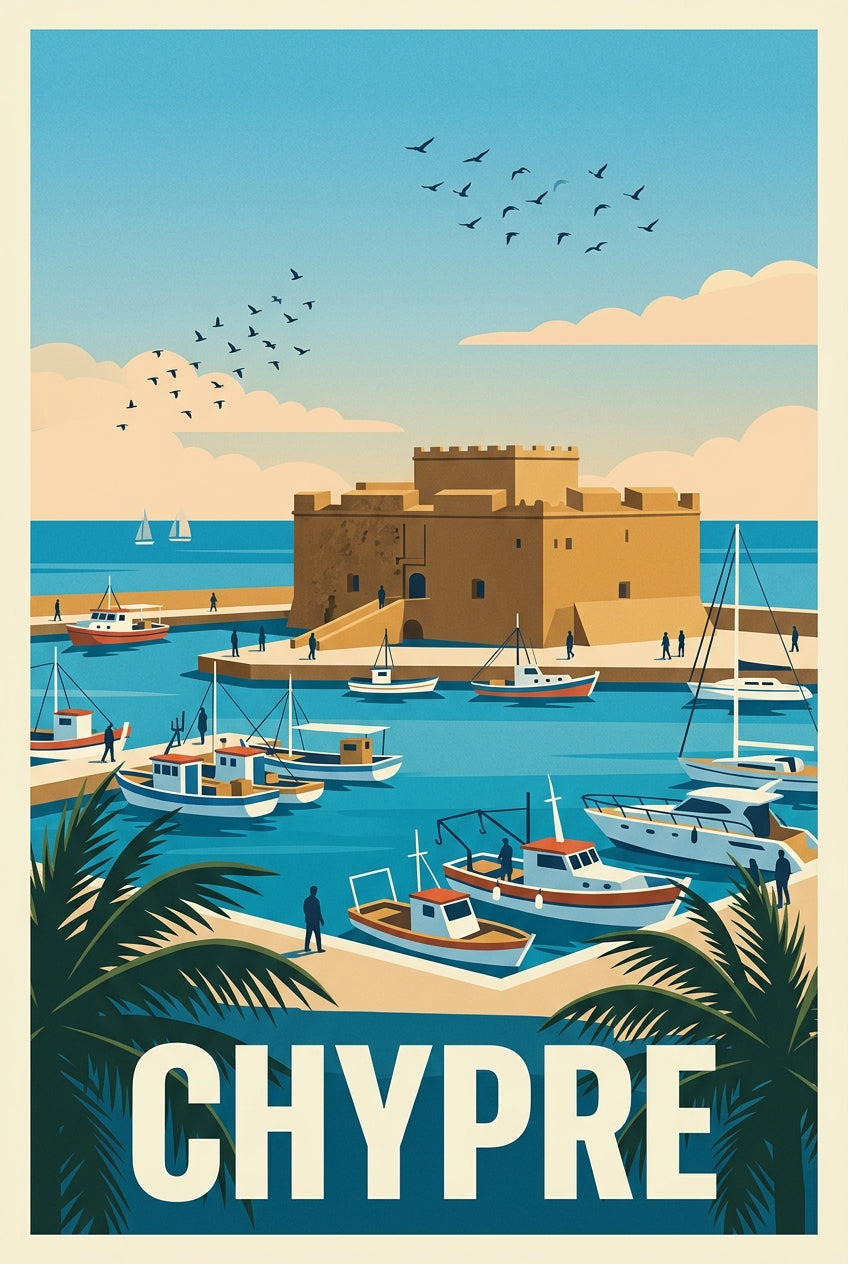 Affiche de Chypre, port de Paphos | Afich