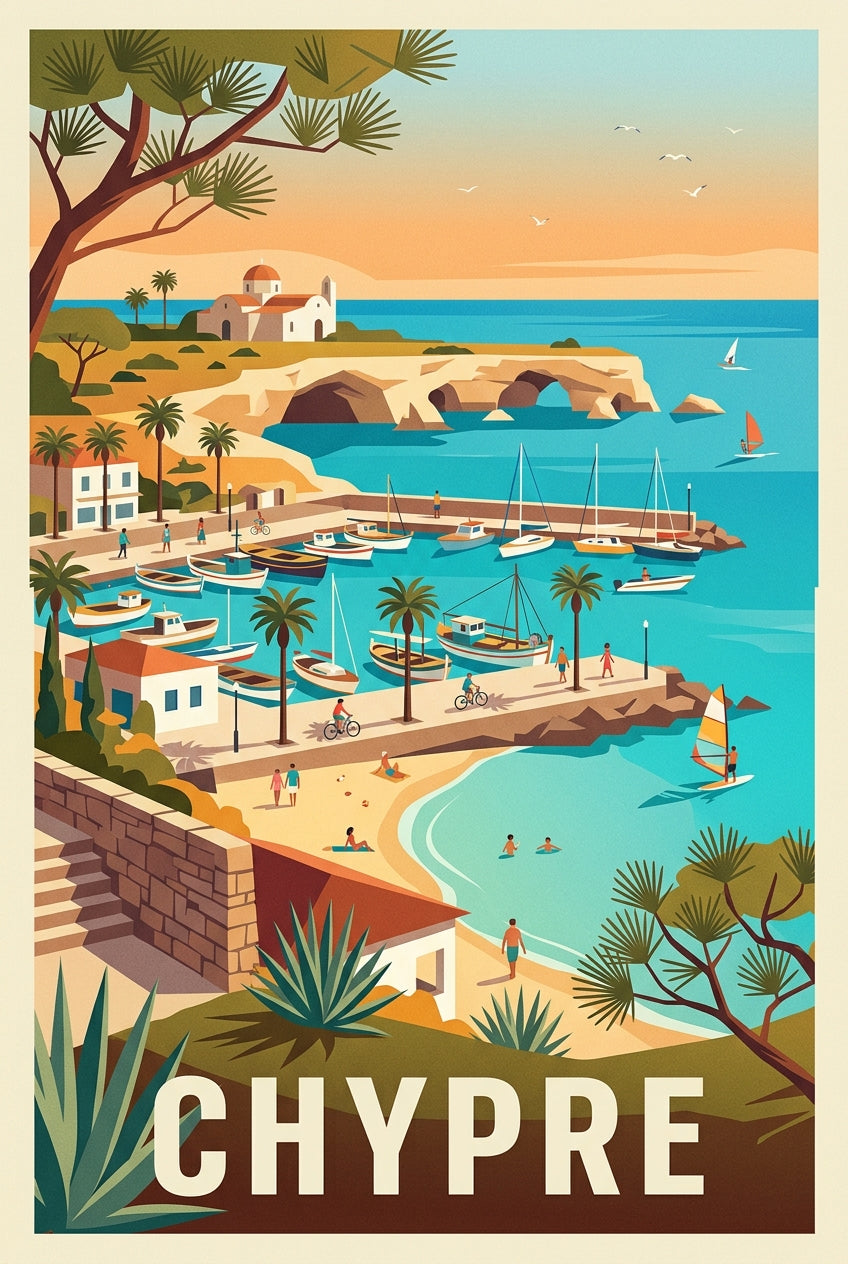 Affiche de Chypre, poster décoratif bord de mer | Afich