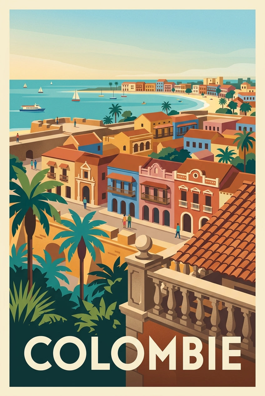 Affiche de Colombie, poster maisons colorées | Afich