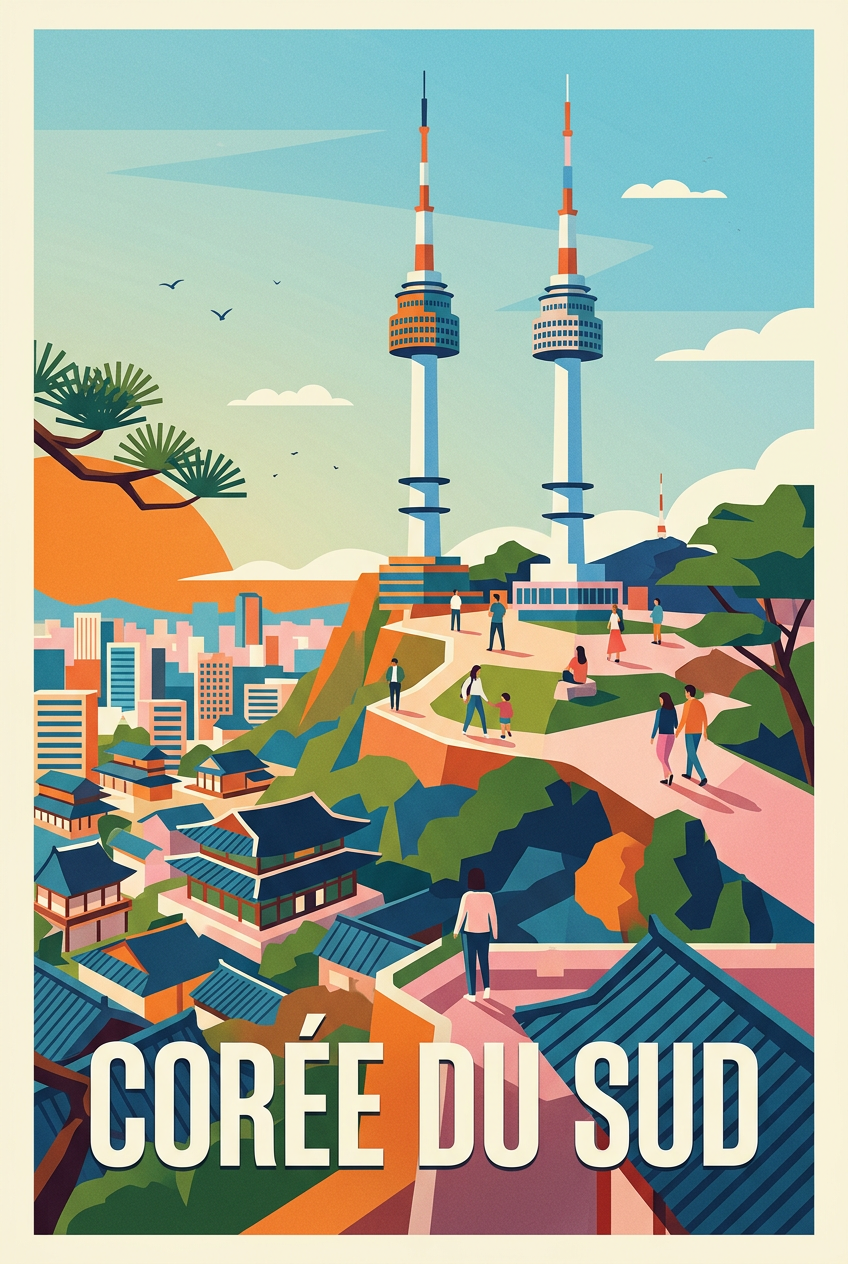 Affiche de Corée du Sud, poster Séoul moderne | Afich