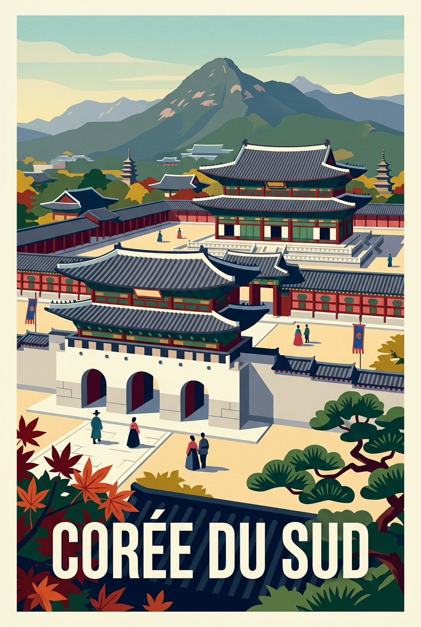 Affiche de Corée du Sud, poster palais Gyeongbokgung