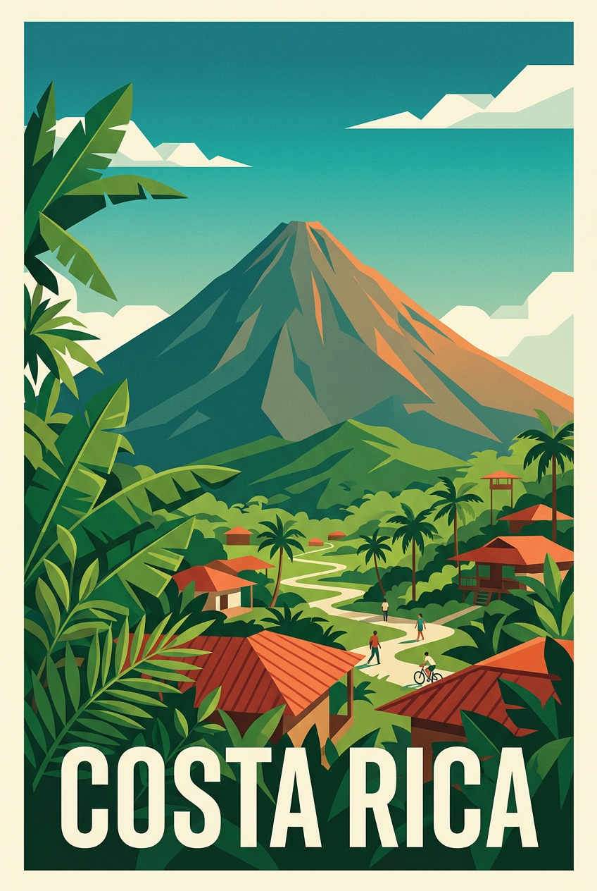 Poster du Costa Rica, volcan et végétation | Afich