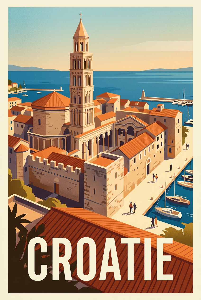 Affiche de Croatie, poster port de Split | Afich