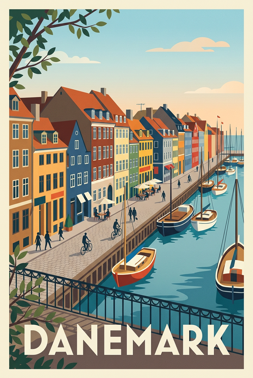 Affiche du Danemark, maisons colorées Nyhavn | Afich