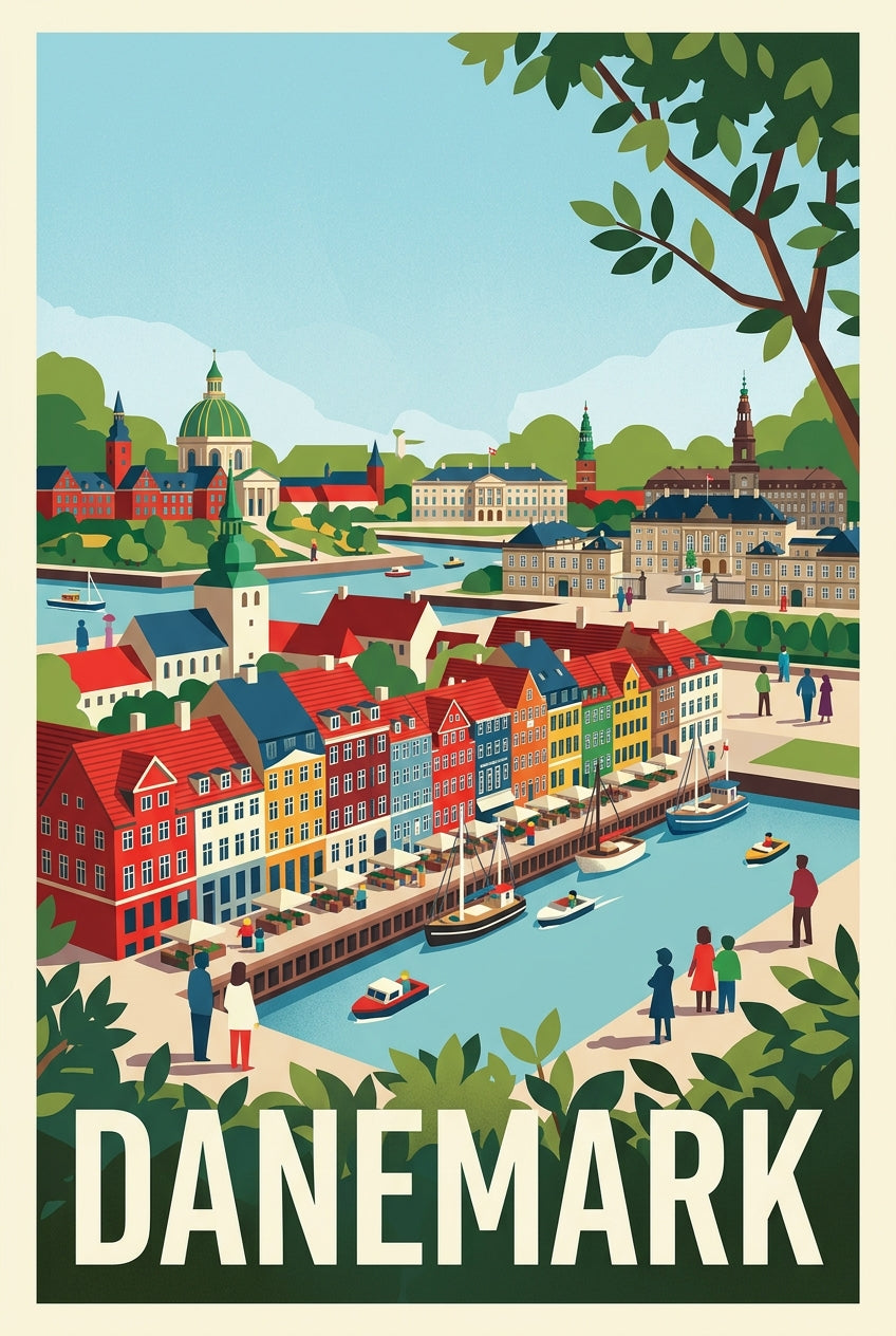 Affiche du Danemark, maisons de Nyhavn | Afich