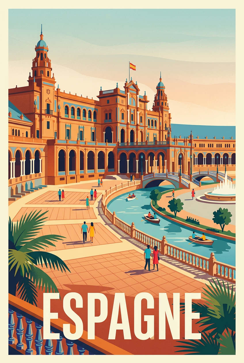 Affiche d'Espagne, Place d'Espagne à Séville | Afich