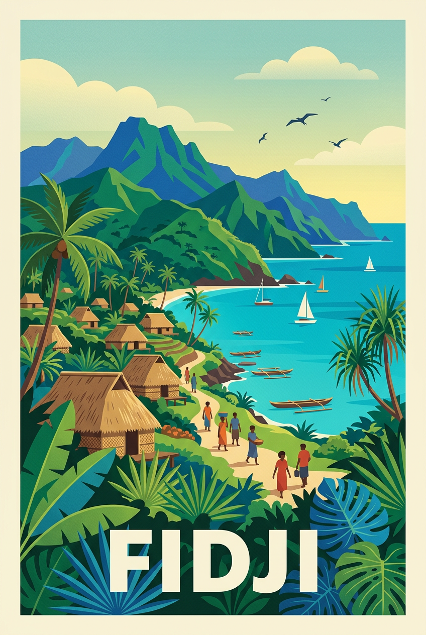 Poster des Fidji, paysage de bord de mer | Afich