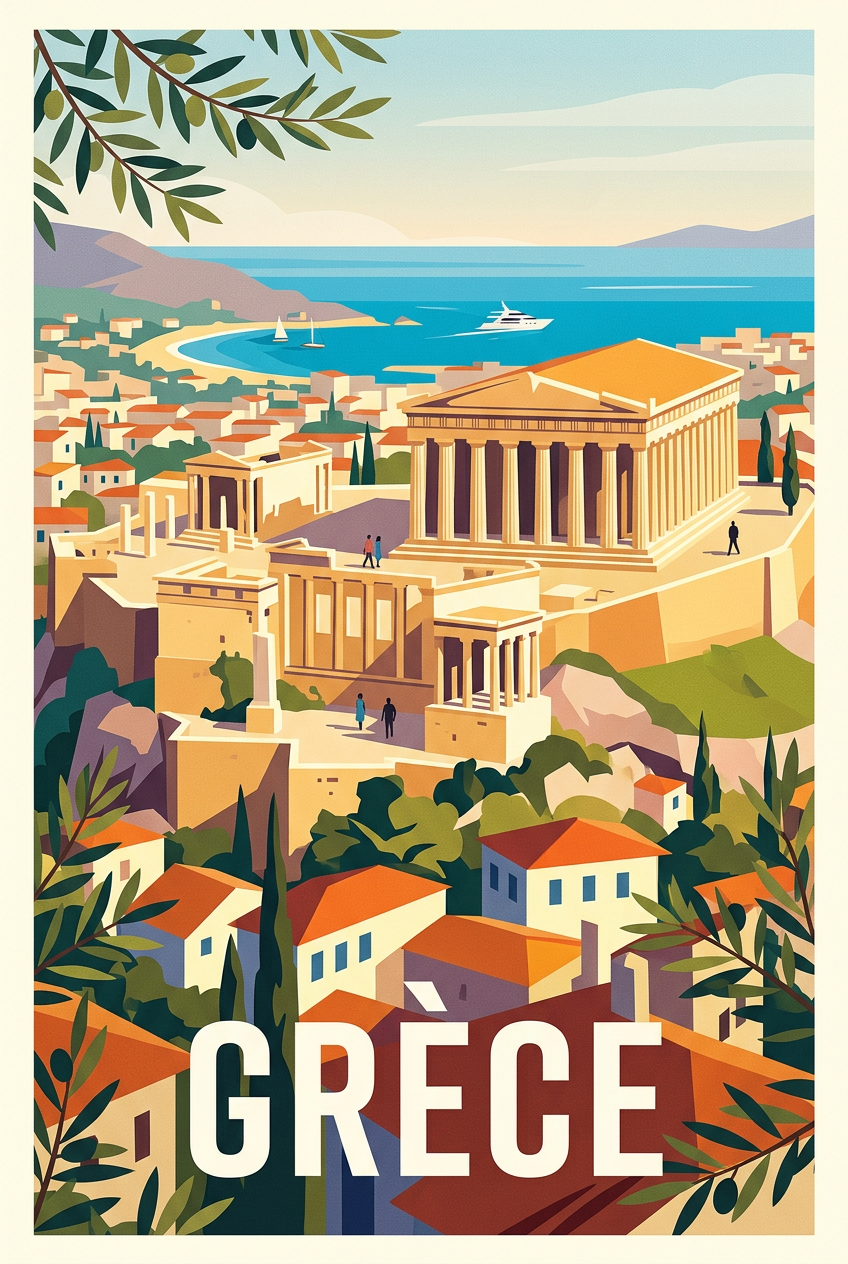 Affiche de Grèce, poster de l'Acropole | Afich