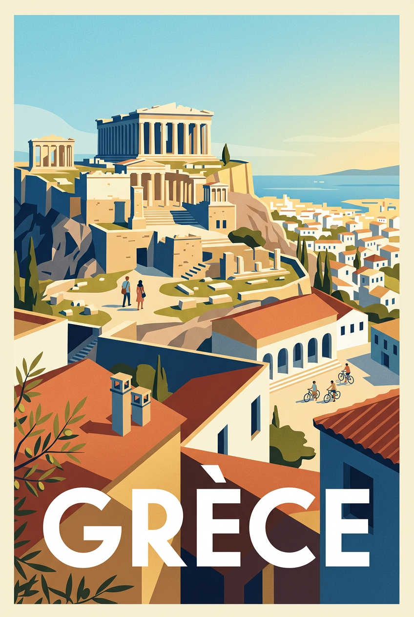 Affiche de Grèce, poster de l'Acropole d'Athènes