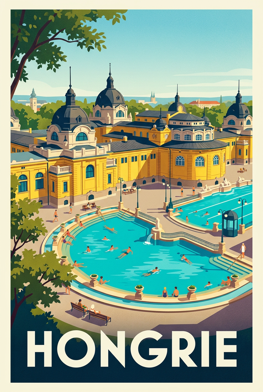 Affiche de Hongrie, poster bains de Budapest | Afich