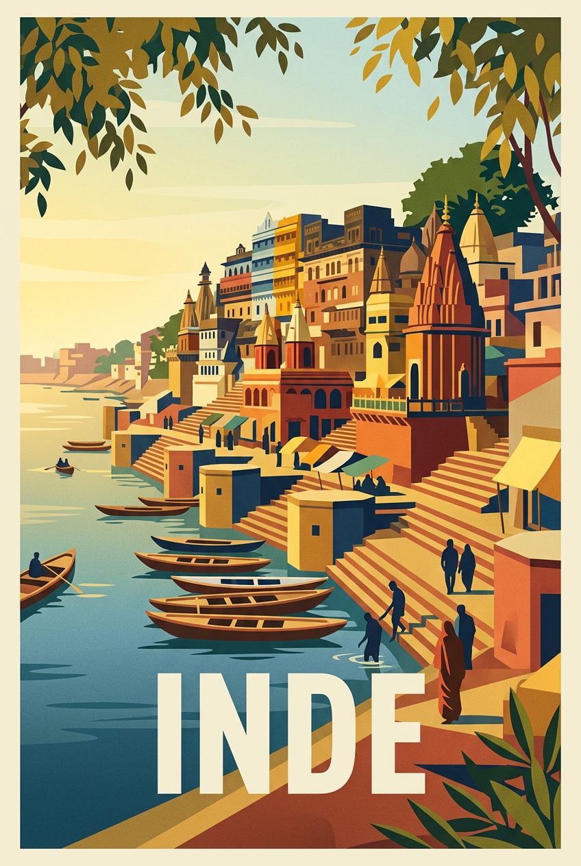 Affiche de l'Inde, poster ville de Varanasi | Afich
