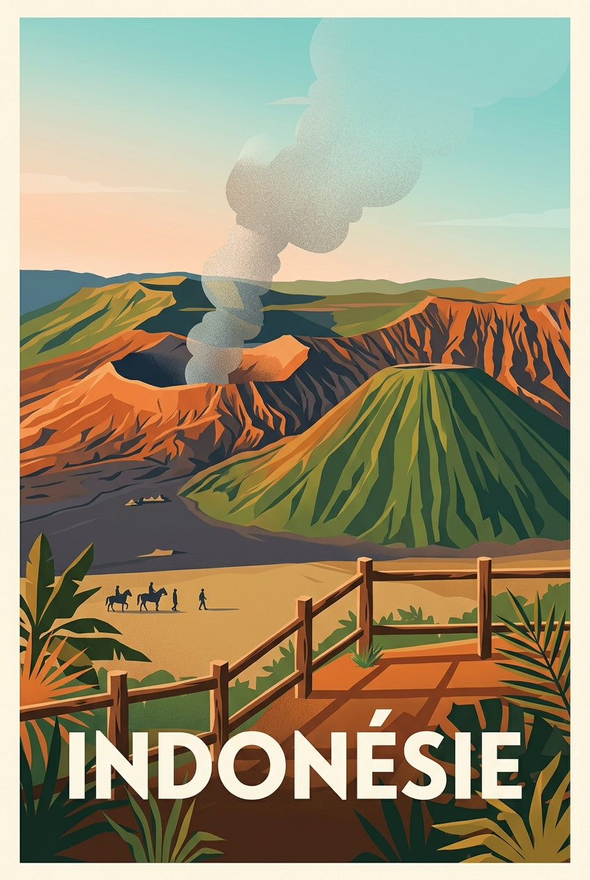 Affiche d'Indonésie, volcan mont Bromo | Afich