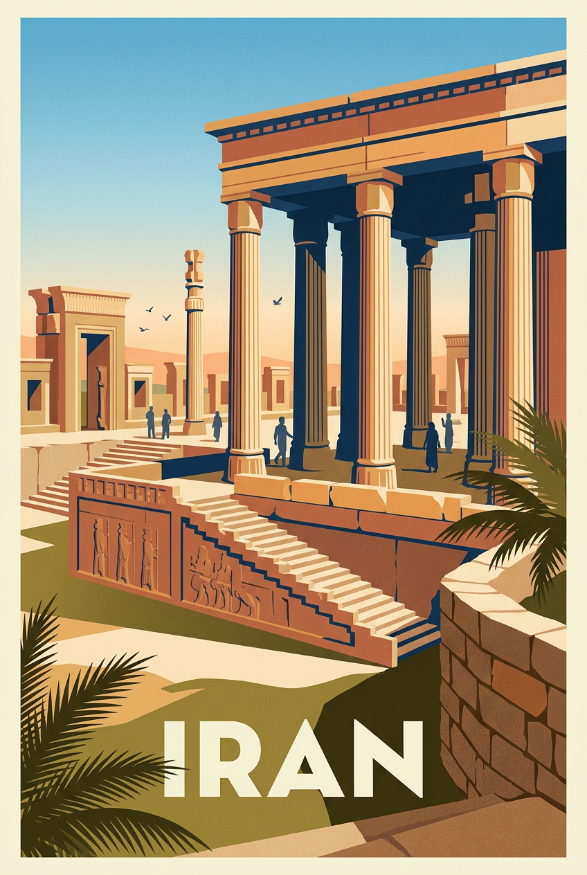 Affiche d'Iran, ruines de Persépolis | Afich