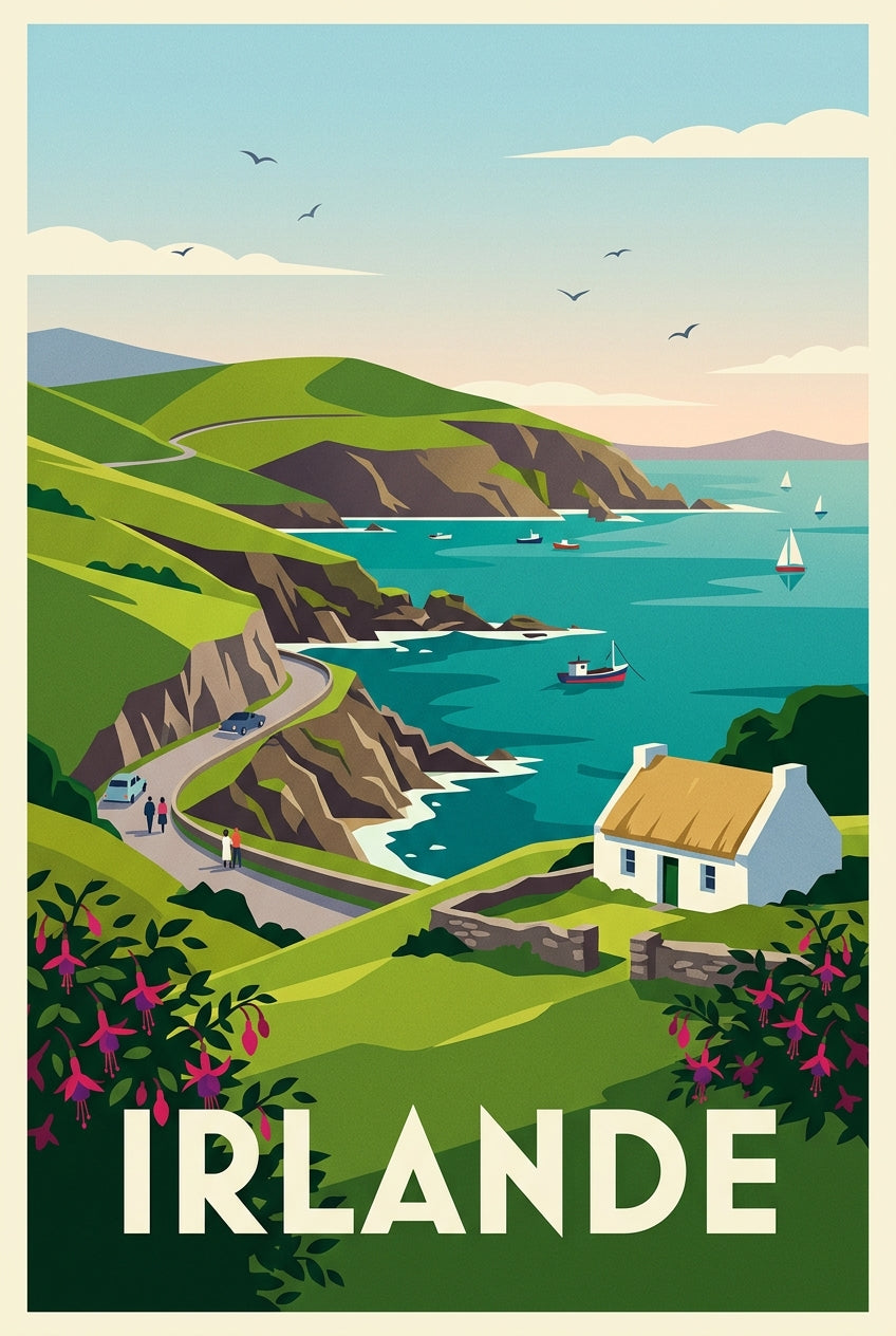 Affiche d'Irlande, poster paysage côtier | Afich