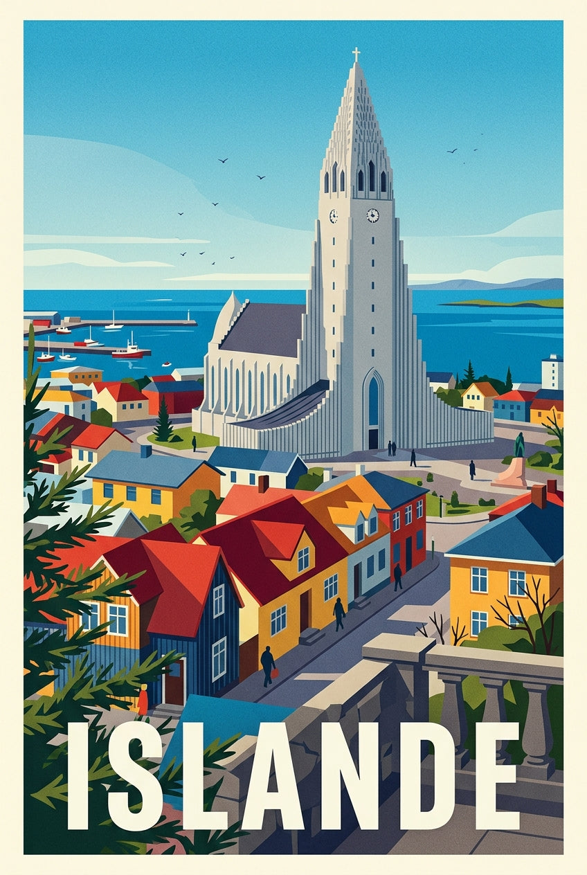 Affiche d'Islande, l'église de Reykjavik | Afich