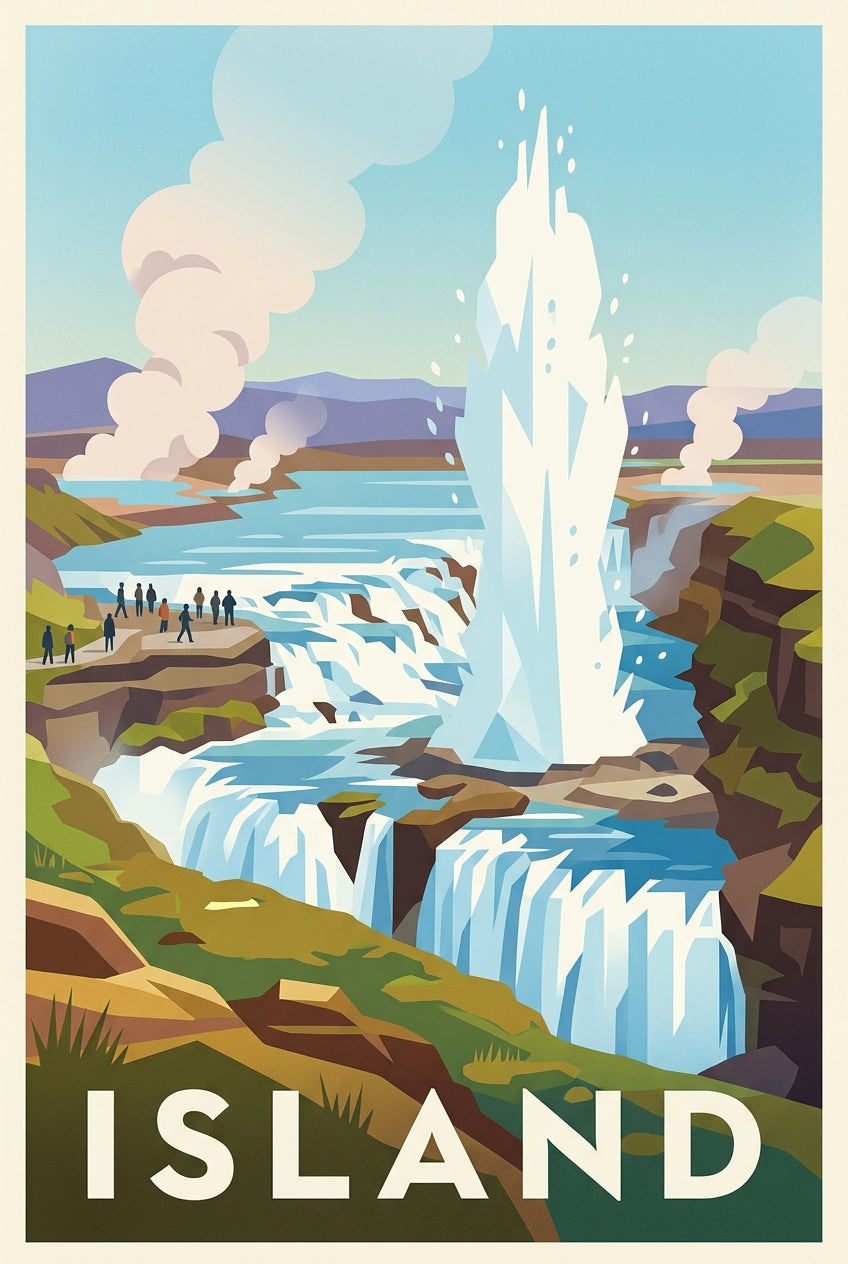 Affiche d'Islande, geyser et nature sauvage | Afich