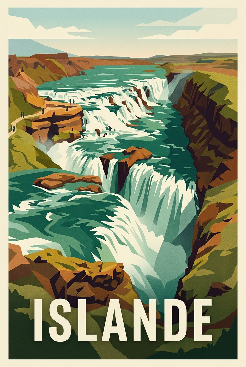 Affiche d'Islande, poster chutes de Gullfoss | Afich