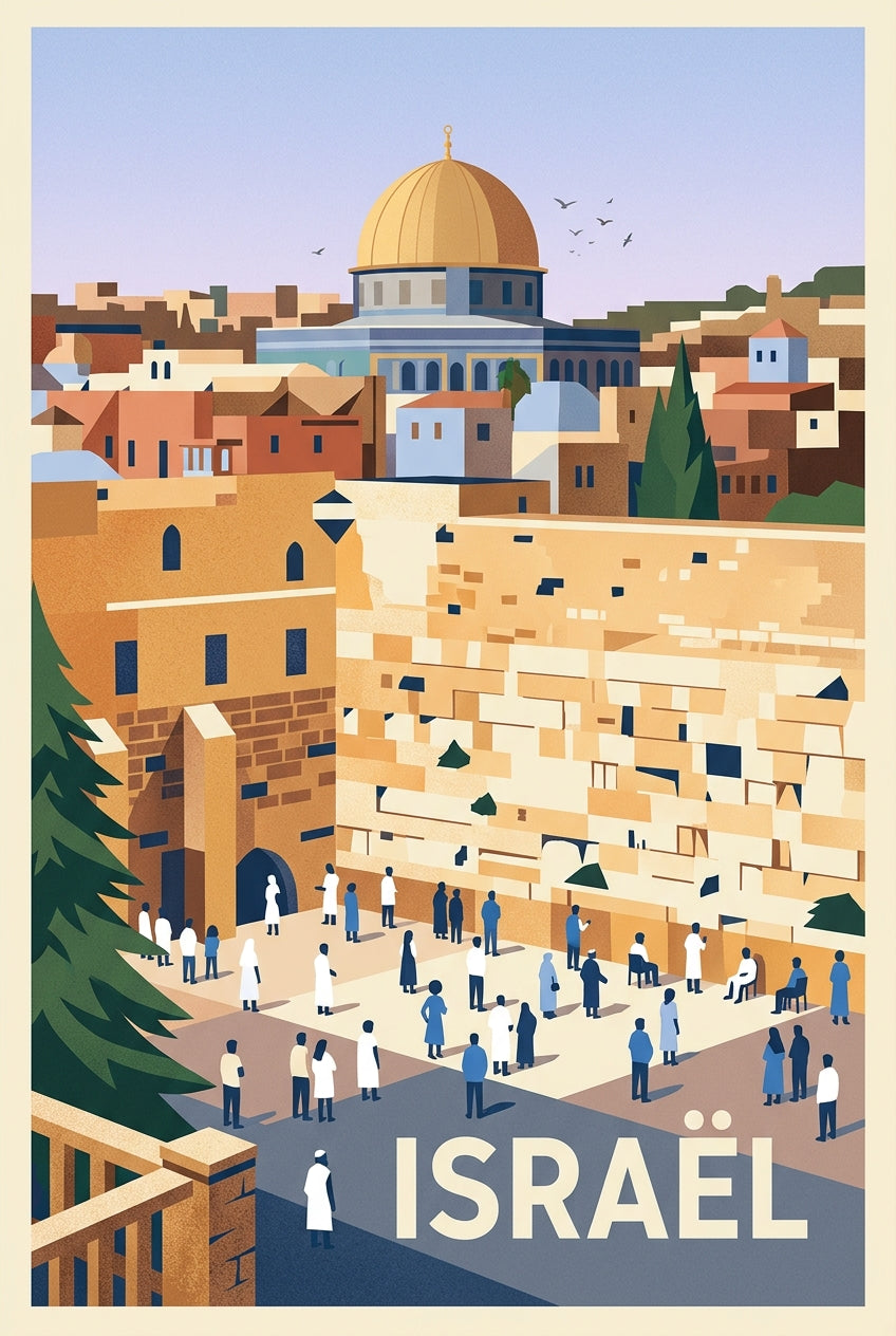 Affiche d'Israël, poster Mur des Lamentations | Afich