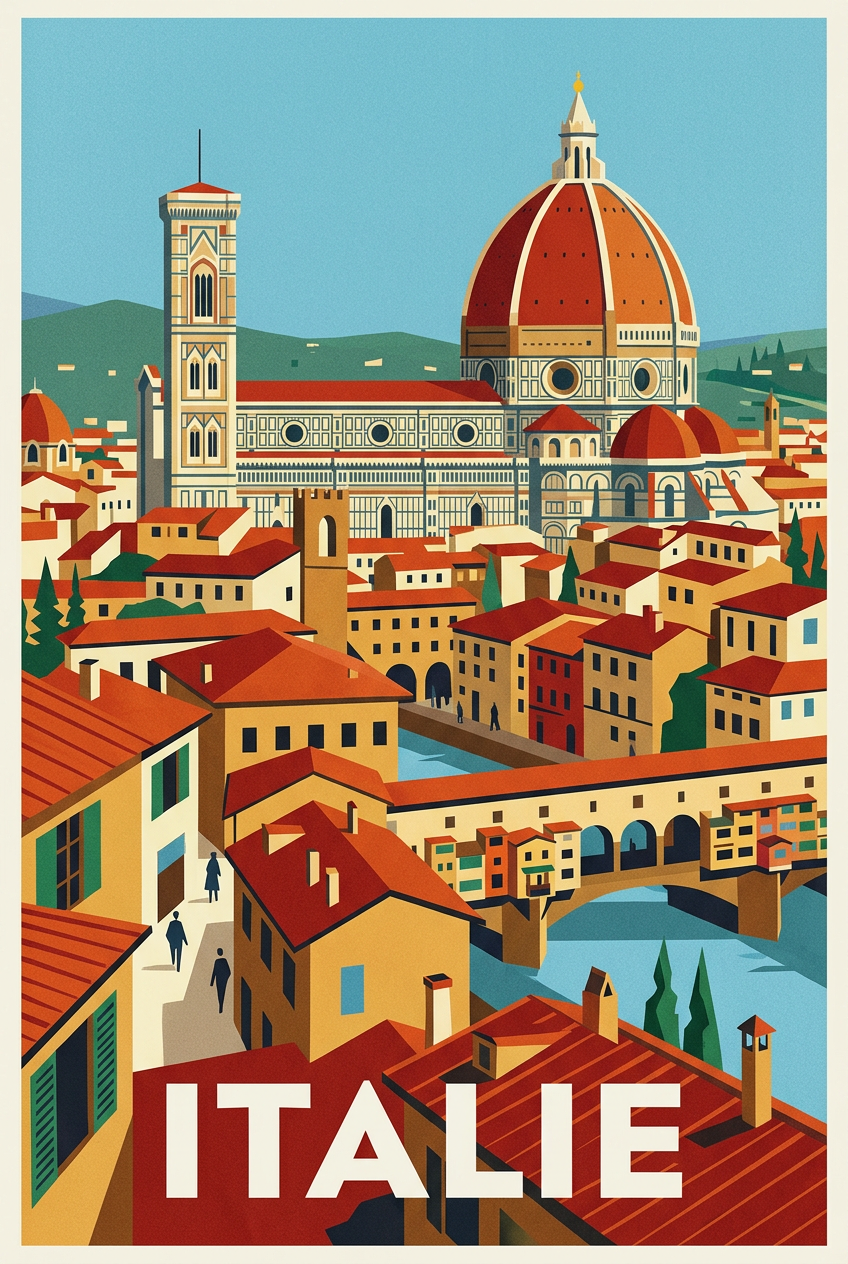 Affiche d'Italie, poster Florence et Ponte Vecchio