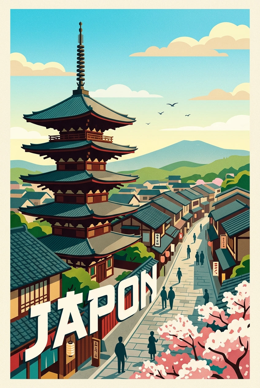 Affiche du Japon, poster cerisiers en fleurs | Afich