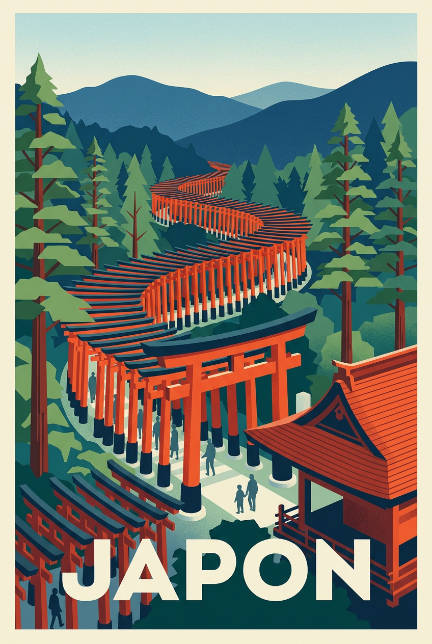 Affiche du Japon, Torii Fushimi Inari | Afich